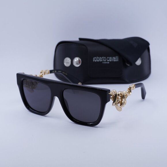 🕶️ New Roberto Cavalli SRC014M 0700 Sunglasses - Shiny Black/Gold Frame - Picture 11 of 11